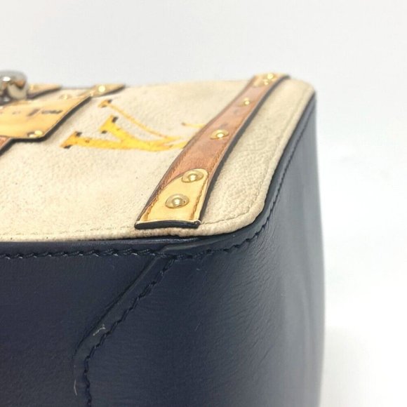 Authentic LOUIS VUITTON M52350 Trompe l'oeil Chain 2WAY Hand Bag Leather Black/B - Picture 8 of 16